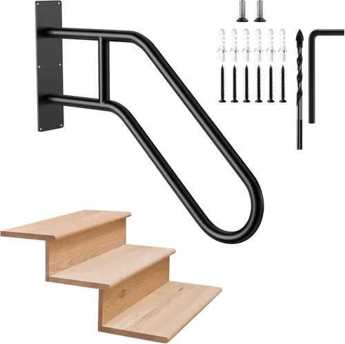 Vista 11 de Munzong - Barandillas blancas de 16 pulgadas para escaleras de 1 a 3 escalones, barandilla antideslizante de acero inoxidable SUS304 para escaleras