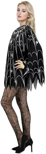 Vista 3 de TMSD Disfraz divertido de poncho de telaraña para Halloween para mujer