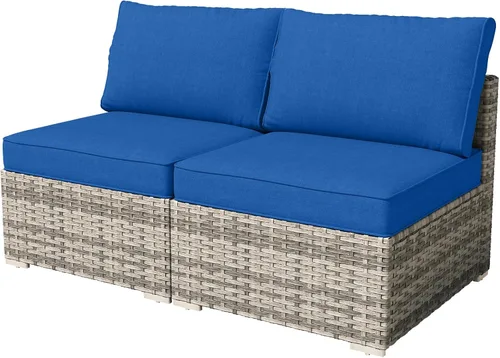 Vista 41 de HOOOWOOO Patio Sectional Furniture Set,2 Piece Couch Set with 2 Matching Armless Chairs(Beige)