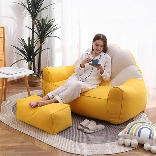 Vista 4 de HWOEK Lazy Sofa puff con reposapiés – sin relleno, funda suave para puf, almacenamiento de animales de peluche o asiento de tumbona de espuma