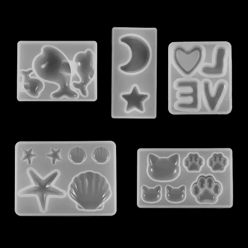 Vista 7 de Molde de silicona de resina hecha a mano con forma de pata, de oso de delfín, corazón, luna, estrella, para hacer joyas, suministros de moldes