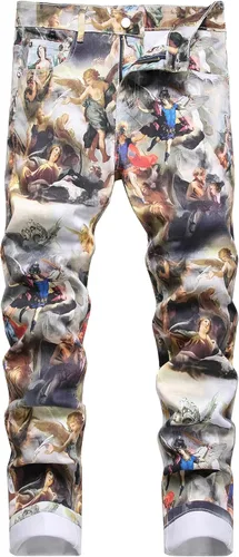 Vista 73 de Enrica Pantalones vaqueros estampados casuales para hombre