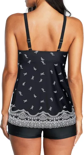Vista 5 de American Trends Trajes de baño de dos piezas para mujer, tankini de talla grande, con control de abdomen