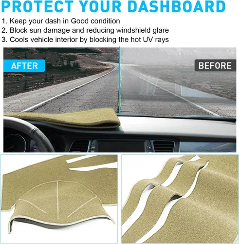 Vista 5 de Cubierta de tablero para accesorios Camry 2007 2008 2009 2010 2011 ajuste personalizado para tablero (beige)
