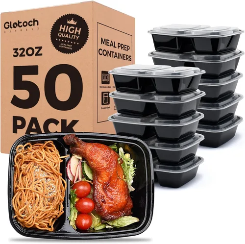 Vista 12 de Glotoch - Paquete de 10 recipientes de 32 onzas para preparación de comidas reutilizables, aptos para microondas, extra grandes y gruesos con tapas