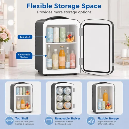 Vista 3 de Kismile 4L Mini refrigerador 6 latas de bebidas refrigerador para la Negro