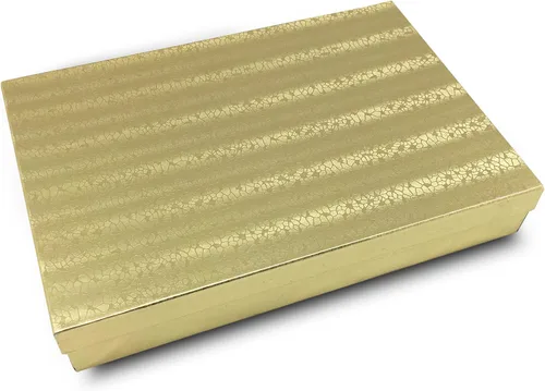 Vista 2 de TheDisplayGuys - Paquete de 20 cajas de joyería de papel de aluminio dorado #85 (8 18 pulgadas x 5 58 pulgadas x 1 516 pulgadas) para regalo