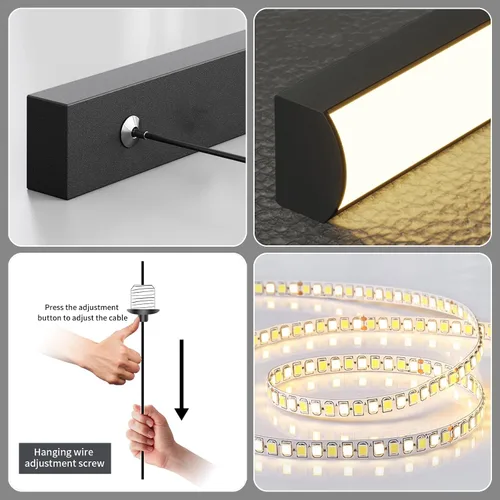 Vista 7 de Candelabros LED modernos para comedor, regulables, 3000 K ~ 6500 K, control remoto, luces colgantes negras en forma de espiral, 50 W, luces