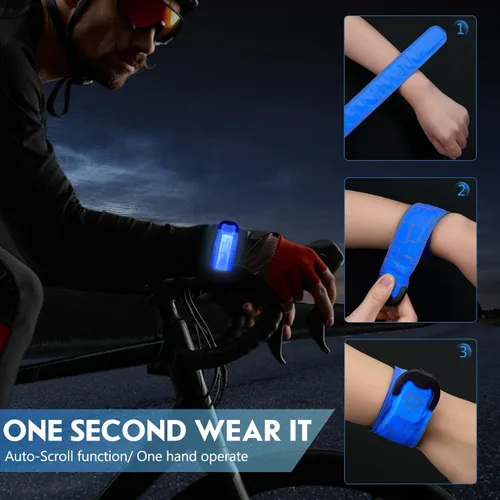 Vista 4 de Simket Brazalete LED Recargable para Correr (Paquete de 2), Luces para Correr para Corredores, Luces para Correr, Equipo Reflectante de Alta