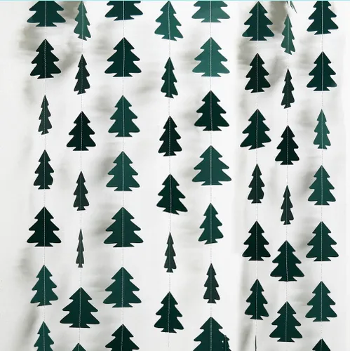 Vista 6 de Kit de guirnalda de árbol de Navidad de papel brillante para decoración de fiesta en el hogar (marrón)