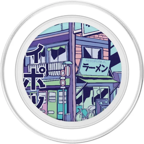 Vista 2 de Pink Purple Blue Synthwave PopSockets PopGrip: agarre intercambiable para teléfonos y tabletas PopSockets MagSafe PopGrip para iPhone