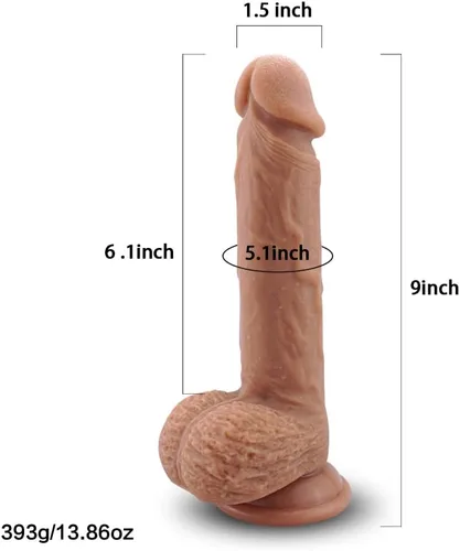 Vista 5 de Consolador realista de silicona de 9 pulgadas, consoladores grandes suaves para mujeres con ventosa fuerte para manos libres, juguete sexual