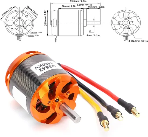 Vista 3 de Bnineteenteam Motor de avión RC, D3542 Motor sin escobillas 1450KV / 1250KV / 1000KV Motor RC sin escobillas de bajo ruido para aviones RC de ala