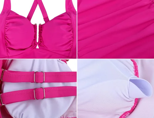Vista 4 de Firpearl Tankini para mujer, traje de baño con espalda cruzada, fruncido con control de abdomen