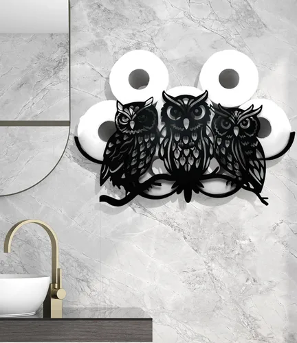 Vista 12 de Soportes de papel de metal para gatos, divertidos soportes de almacenamiento de papel de animales negros para interiores y cocina, almacenamiento