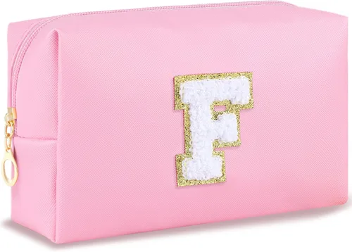 Vista 126 de URSKYTOUS Regalos para niñas, bolsa de maquillaje con inicial, bolsa de cosméticos personalizada con cremallera, bonita bolsa de aseo de viaje, Azul