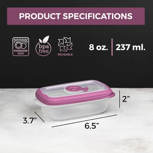 Vista 3 de Tribello Recipientes pequeños de almacenamiento de alimentos para microondas de 8 onzas con tapas, recipiente de almacenamiento de plástico/sobre