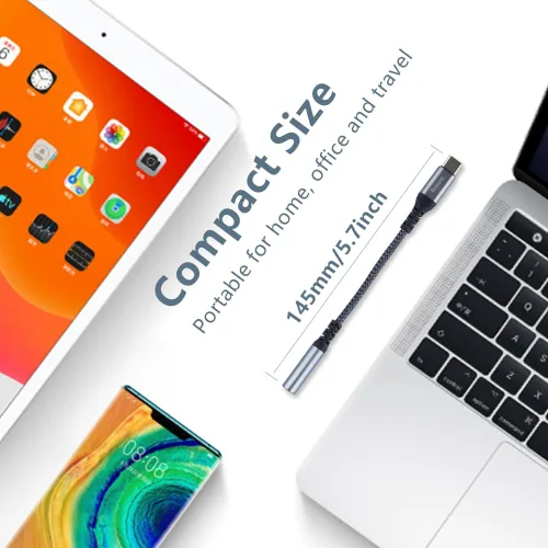 Vista 7 de Adaptador USB tipo C a conector de auriculares de 0.138 in, audio USB c compatible con iPhone 15/15 Pro/15 Plus/15 Pro Max, iPad Pro, MacBook