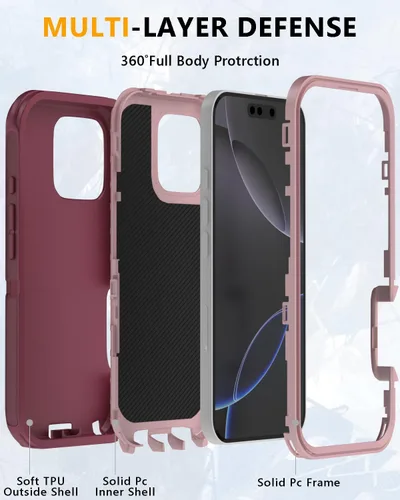 Vista 2 de Tall silver Funda para iPhone 16 Pro Max con [2 protectores de pantalla + 2 protectores de lente de cámara], 3 en 1, protección resistente de grado