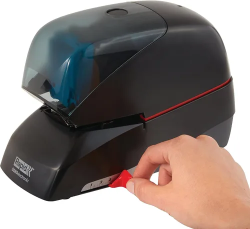 Vista 7 de Rapid 5080e - Grapadora eléctrica profesional para cartuchos con capacidad para 90 hojas, color negro, incluye 1 cartucho con 5000 grapas (90147)