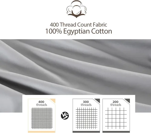Vista 97 de Juego de 2 fundas de almohada 100% de algodón egipcio, fundas de almohada refrescantes de 400 hilos, fundas de almohada suaves y transpirables