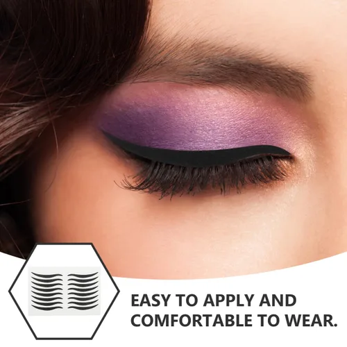 Vista 8 de Healifty Pegatinas negras para delineador de ojos, 80 pares, reutilizables, impermeables, ahumadas
