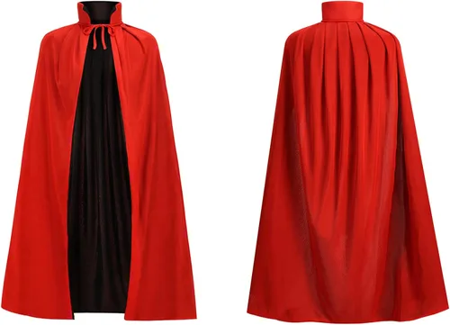 Vista 4 de yolsun Capa reversible negra y roja para adultos, disfraz de bruja de vampiro de Halloween