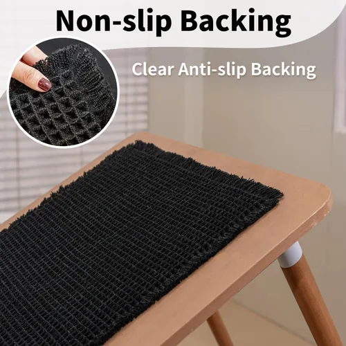 Vista 5 de Alfombra de baño negra – Alfombra de baño antideslizante y lavable, súper absorbente y de secado rápido, pequeña alfombra de baño bohemia para Negro