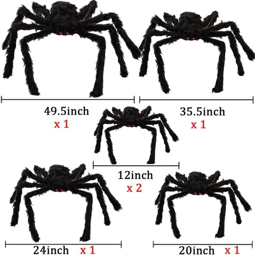 Vista 3 de WODMAZ Paquete de 6 decoraciones de araña de Halloween para exteriores, decoraciones de araña grande peluda aterradora con diferentes tamaños