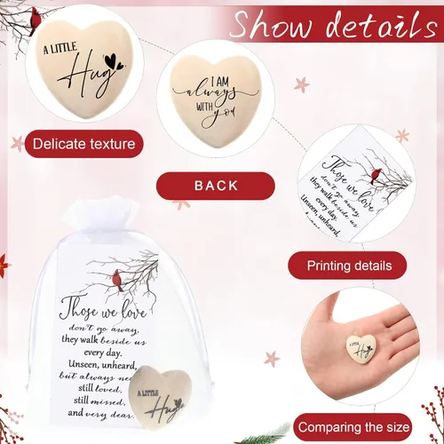 Vista 3 de Fulmoon Juego de 30 recuerdos fúnebres para invitados de bolsillo a granel con tarjetas de felicitación de cardenal rojo y bolsas de organza