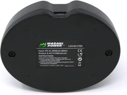 Vista 2 de Wasabi Power Cargador de batería USB dual para Sony NP-F330, NP-F550 NP-F570 NP-FM55H NP-FM500H (Serie L, Serie M)