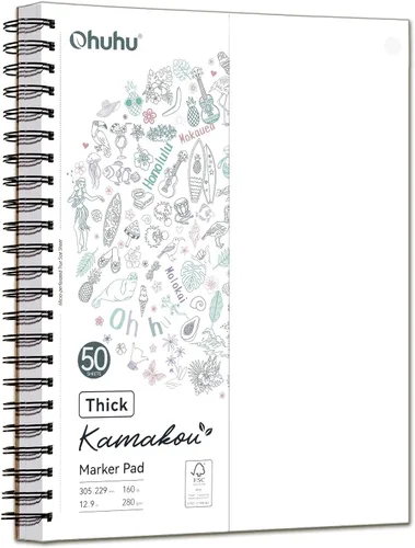 Vista 14 de Ohuhu Cuaderno de dibujo artístico de doble cara de 5.5 x 8.5 pulgadas, 50