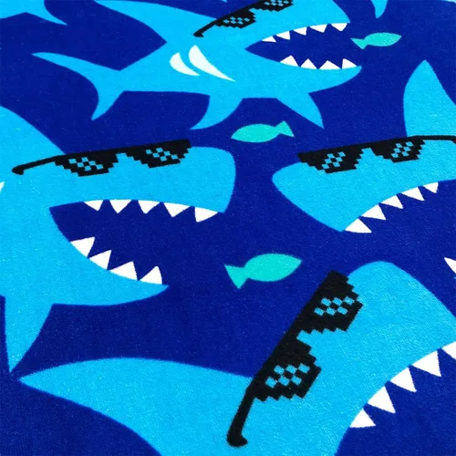 Vista 4 de Beachland Toalla de playa personalizada de tiburones de 28 x 51 pulgadas, 100% algodón (1 toalla personalizada de tiburones Thug Life)