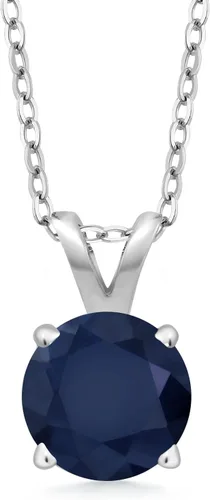 Vista 176 de Gem Stone King Collar con colgante solitario de plata de ley 925 de 0.236 in con piedra natal redonda Collar de 4 puntas para mujer Con cadena