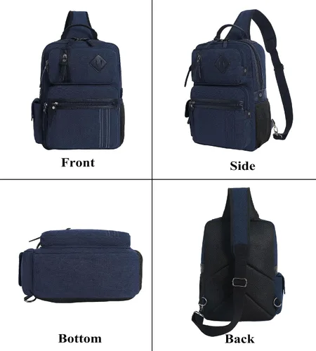 Vista 3 de Schkleier Bolsa de mensajero para hombre, bolsa cruzada de lona, mochila cruzada, bolsa de hombro para laptop, senderismo, mochilas casuales tácticas
