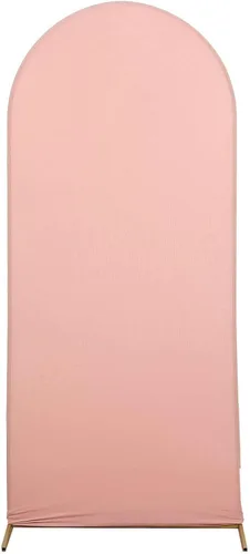 Vista 6 de Efavormart - Cubierta de fondo de elastano rosa polvorienta de 6 pies, ajuste personalizado de 2 caras, funda de arco superior redonda