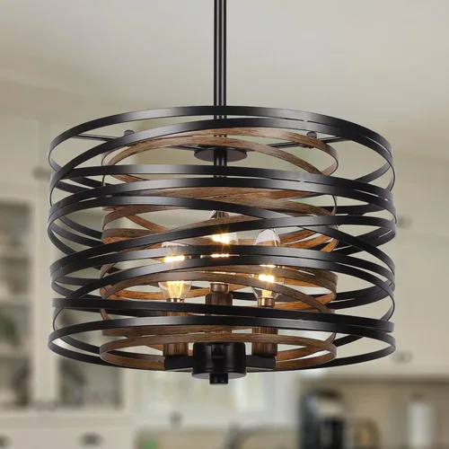 Vista 12 de Sigaitwei Lámpara de comedor de granja de 21 pulgadas, iluminación de isla de cocina de 3 luces, lámpara industrial para comedor, sobre mesa