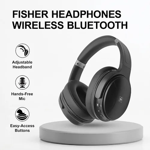 Vista 8 de Fisher Auriculares Pro Active con cancelación de ruido, auriculares inalámbricos Bluetooth 5.3, micrófono, auriculares ligeros y cómodos
