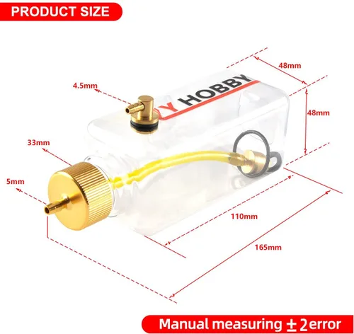 Vista 5 de ZYHOBBY Plástico transparente de la botella 260ML del tanque de combustible del gas RC para el avión de RC