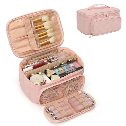 Vista 13 de OCHEAL - Bolsa de maquillaje portátil para cosméticos, estuche organizador de viaje de gran capacidad para mujeres, bolsa de aseo para niñas