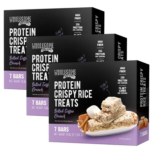 Vista 10 de Barritas de Arroz Crujiente de Proteína, 15g de Proteína, 3g-7g de Carbohidratos Netos, Bajo en Carbohidratos, Esponjoso, Suave, Gomoso, Sin Gluten