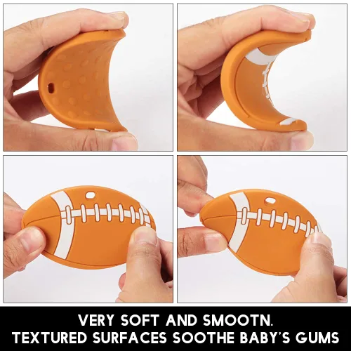 Vista 4 de Pelota deportiva de silicona de grado alimenticio para bebés con soporte para chupete, juguetes para aliviar el dolor de dentición, juego de regalo