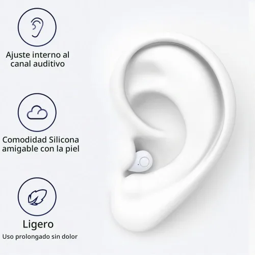 Vista 5 de Pequeños auriculares invisibles para dormir, inalámbricos más pequeños, Bluetooth, de perfil bajo, microdiminutos y discretos, con micrófono