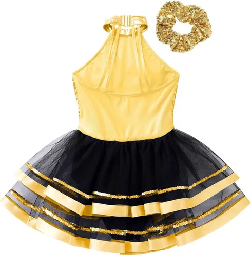 Vista 19 de CHICTRY Vestido tutú de ballet con lentejuelas brillantes para niñas y niñas, moderno disfraz de baile latino de jazz