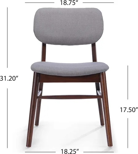 Vista 3 de Christopher Knight Home Colette - Sillas de comedor de tela con acabado de nogal, juego de 2 piezas, gris claro y nogal