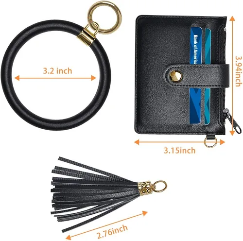 Vista 2 de Doormoon - Llavero pulsera llavero pulsera circular con cadena borla y aro
