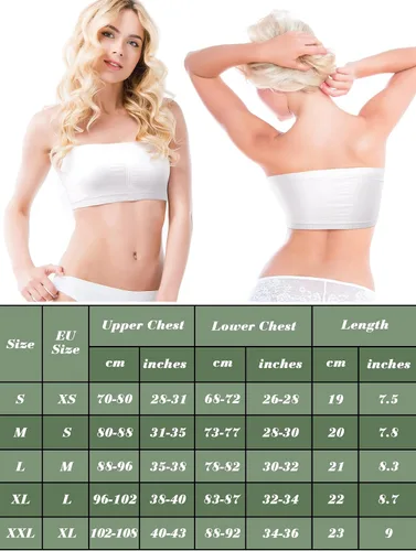 Vista 3 de Bencailor Paquete de 6 brasieres sin tirantes para mujer, brasier bandeau acolchado sin costuras con soporte sin alambre, bralette antideslizante
