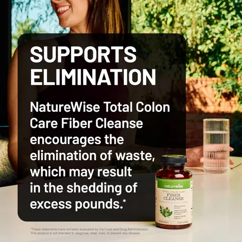 Vista 4 de NatureWise Total Colon Care Fiber Cleanse - Mezcla laxante natural - Laxantes herbales, prebióticos y enzimas para regularidad, digestión