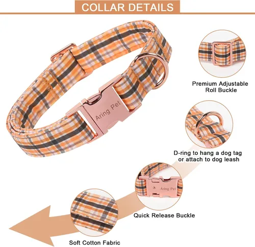 Vista 246 de Aring Pet Collar de algodón, ligero y ajustable, con hebilla de liberación rápida, para perros pequeños, medianos y grandes, para cachorros, S, Hoja
