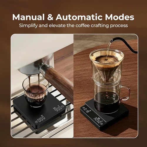 Vista 3 de Báscula de café mini con temporizador, báscula recargable USB-C de 4.4 lbs/0.00 oz, báscula de alta precisión para café expreso y café